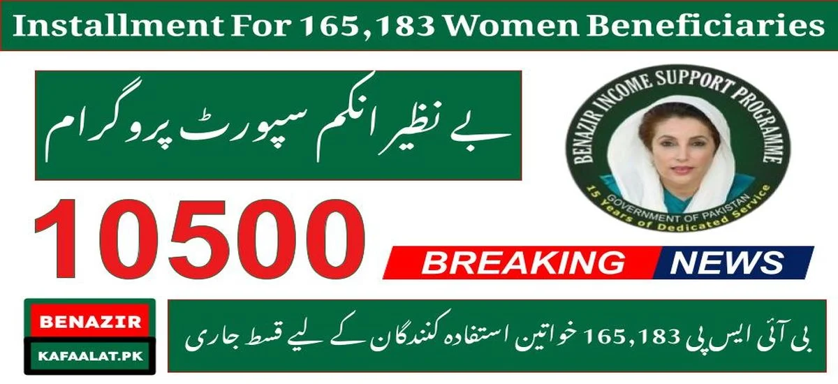 165,183 women beneficiaries will receive a Rs 10500 installment